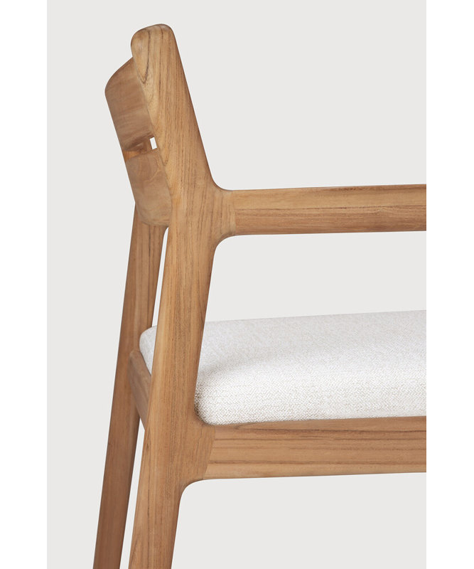 Jack Outdoor Teak Dining Armchair, Off White
