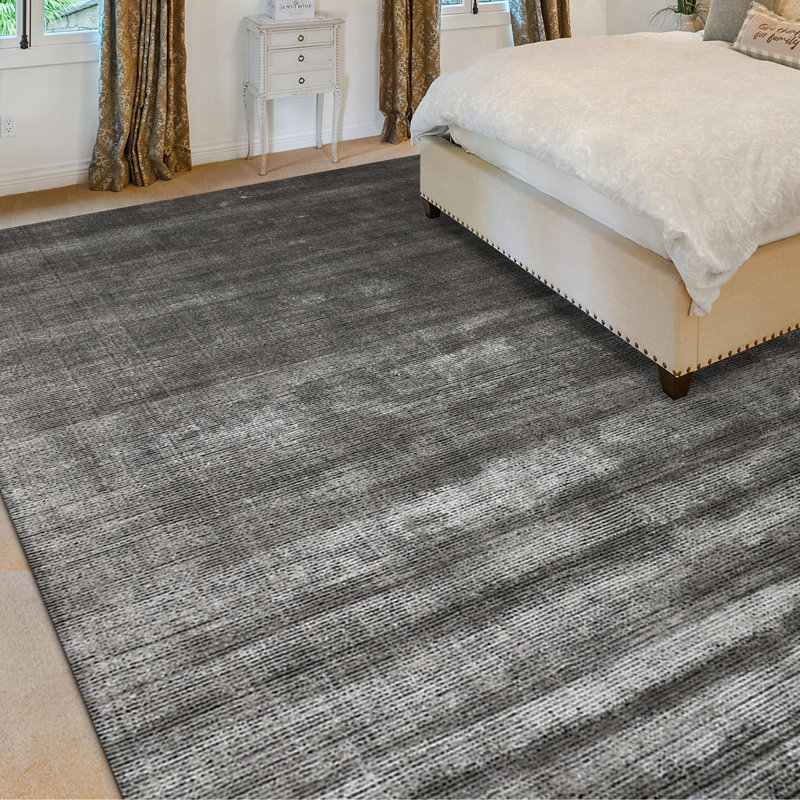 High-Quality Handwoven Black/Gray Area Rug, Rectangle 6' x 9', Black/Gray