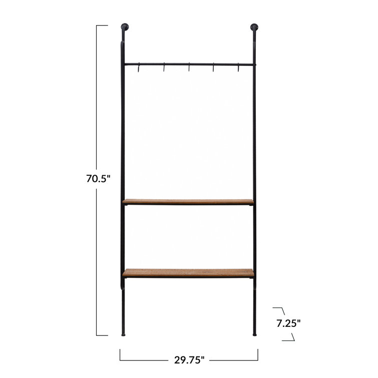 17 Stories 2 Piece Metal Tiered Shelf with Hooks