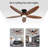 52 Inch Ceiling Fan With Led Light Remote Control Flush Mount Low Profile For Bedroom Farmhouse Patio Outdoor Living Room Kitchen Dining Room, Dc Motor, Reversible, Dark Brown