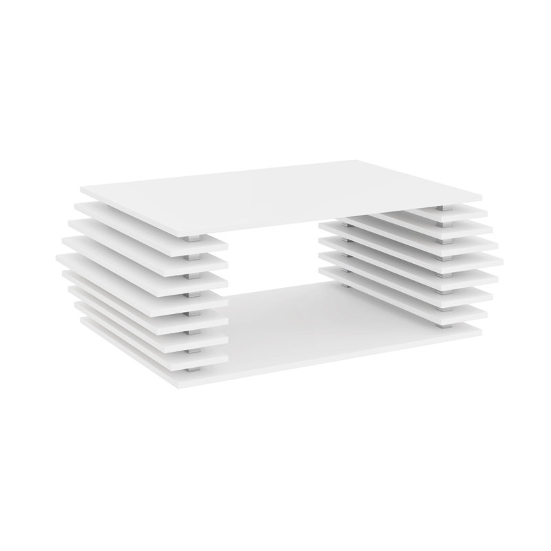 Malcolm Floor Shelf Coffee Table, White