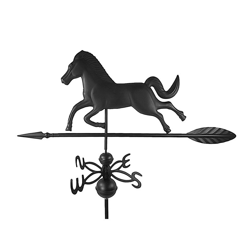 Girouette cheval avec toit, H 24 po x l 14 po x P 30 po, Noir