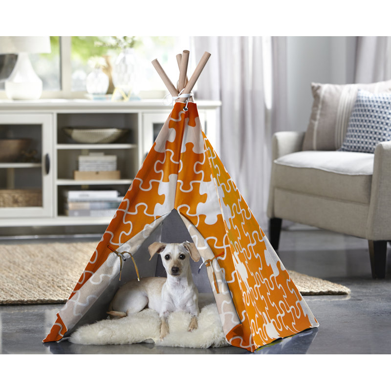 Charles Cotton Pet Bed, Medium (29.92" W x 29.92" D x 37.2" H), Orange