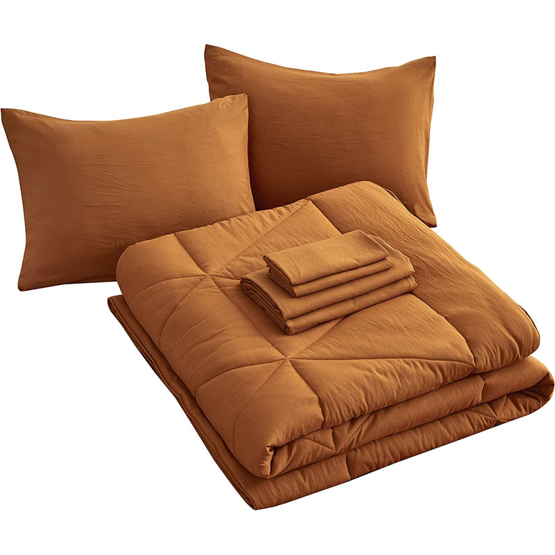 Microfiber Bed in a Bag Comforter Set, Full / Double Comforter + 6 Additional Pieces, Spice