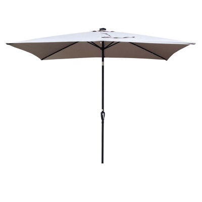 Parasol d'extérieur à DEL solaire 10 x 6,5T avec manivelle et bouton poussoir inclinable pour la cour
