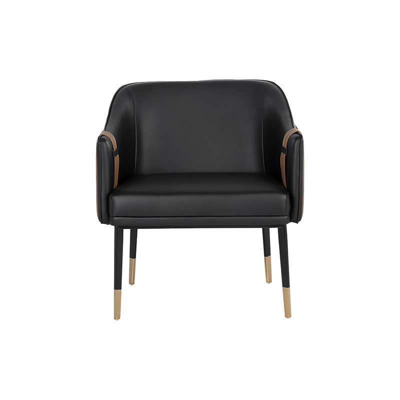 Fauteuil club l 26,25 po Mullinville, Similicuir noir