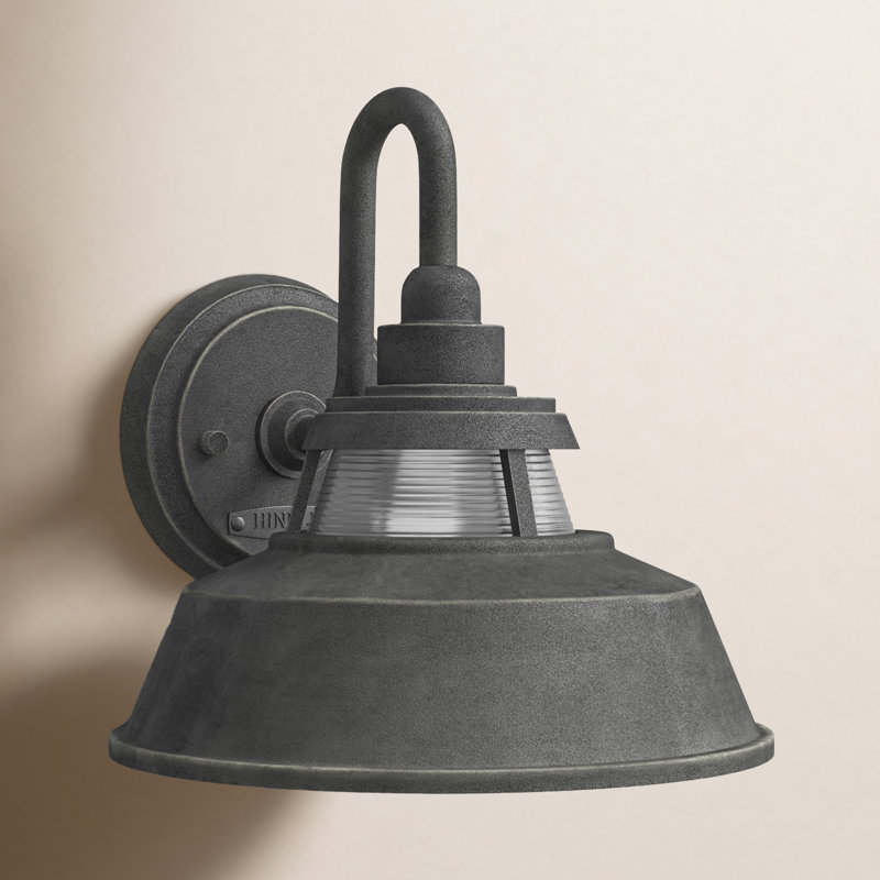 Troyer 1-Light Outdoor Wall Lantern, Aged Zinc, 10" H x 10" W x 10" D