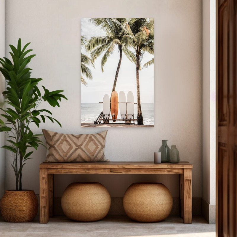 Hawaii Surfing, art mural contemporain, H 48 po x l 32 po