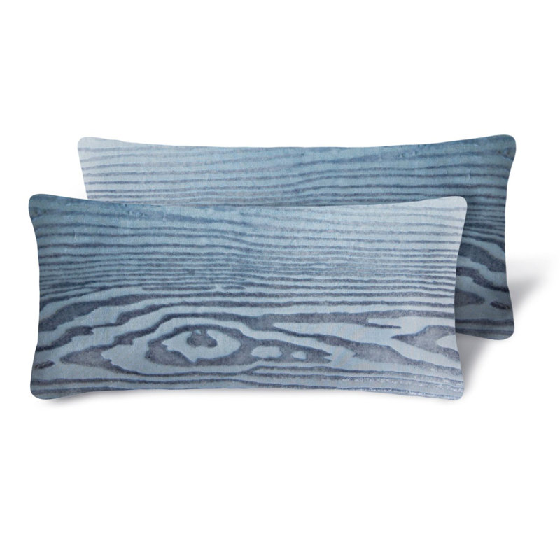  Rectangle Velvet Pillow Cover & Insert, Dusk Blue, Rectangle 14"H x 20"W