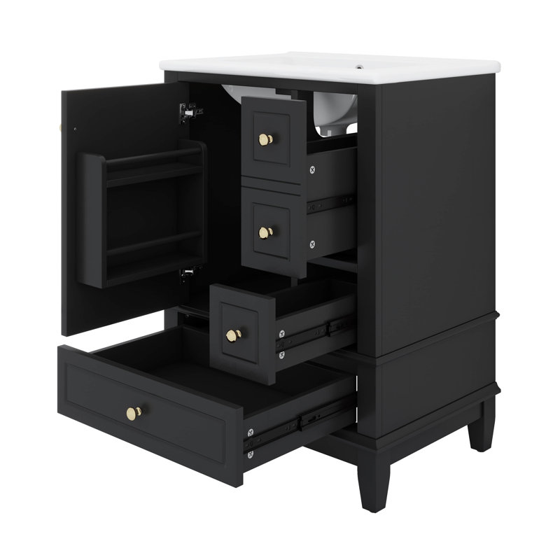 Meuble-lavabo 24 po avec lavabo et trois tiroirs Designs, Noir