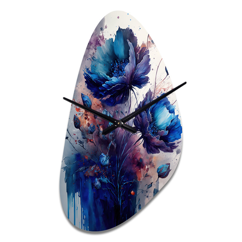 Heldich - forme d'automne grande horloge murale bleue - forme unique, Moyenne