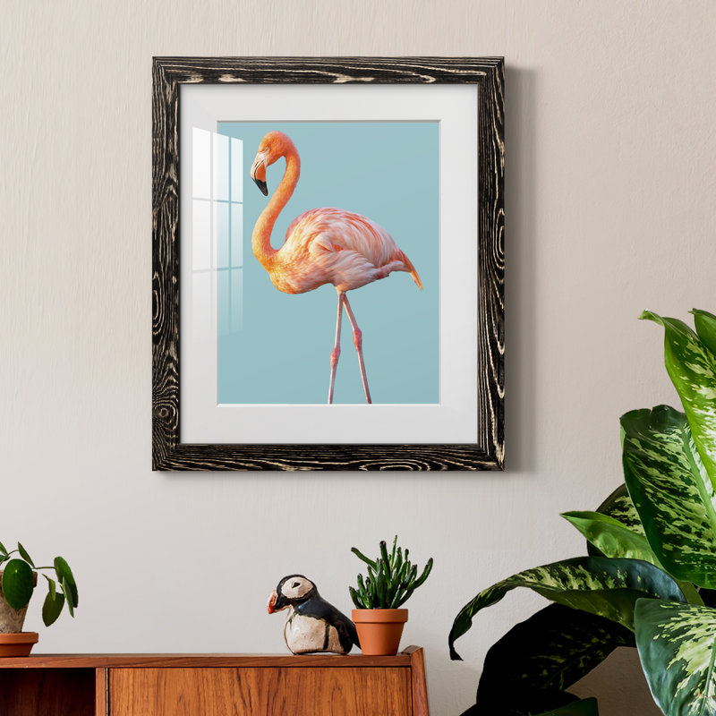 Flamant rose - cadre photo, Cadre noir, H 24 po x l 18 po x P 1,5 po