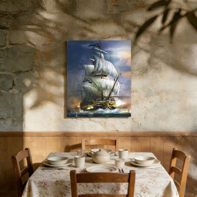 Voiliers de course en mer, cadre mural en bois à l'arrière, 36 x 24