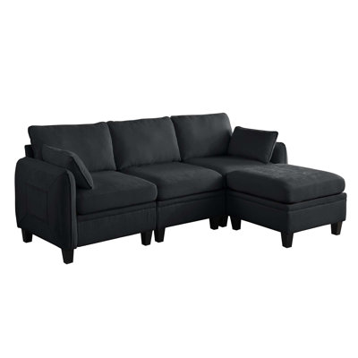 Chenille Modular Sectional Sofa with Storage Ottoman