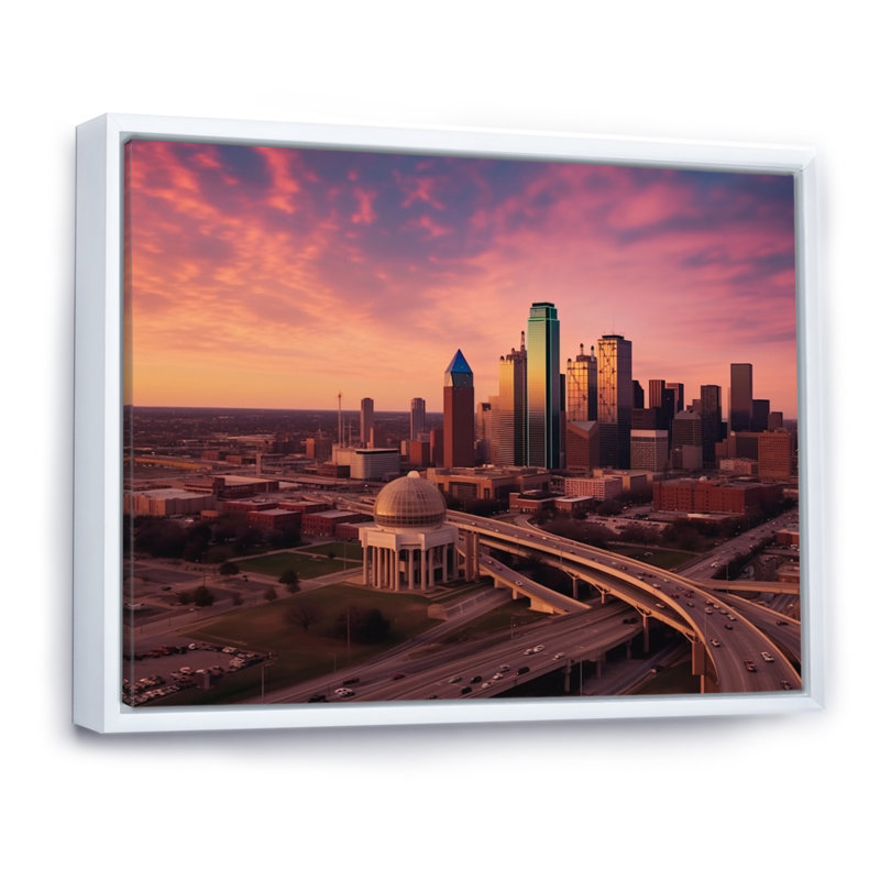 Dallas Perspectives I - Dallas, art mural, H 12 po x l 20 po x P 1 po, Cadre flottant blanc