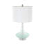 Lampe de table ronde en verre texturé Cole and Gray avec abat-jour tambour blanc et base argentée
