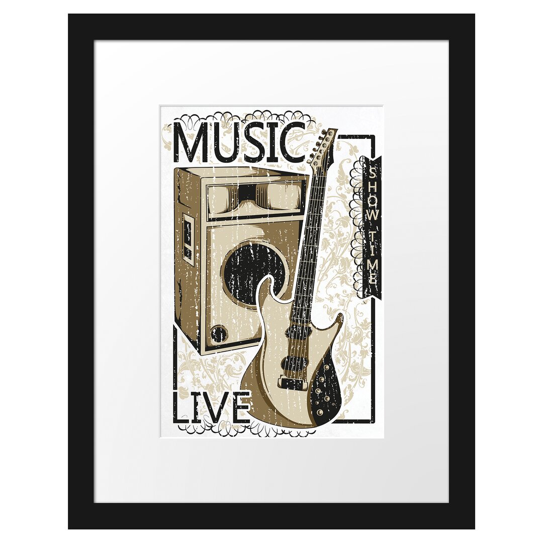 Gerahmtes Poster Live Music White