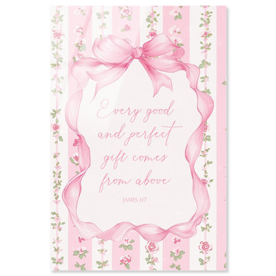 Art mural rose Good and Perfect Gift Bow par Art Remedy, prêt à être accroché