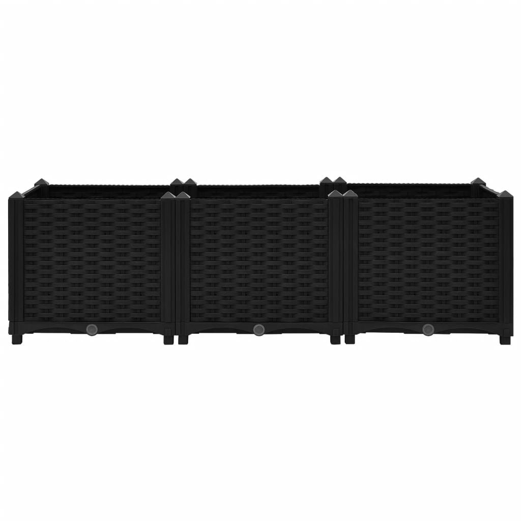 AOQJ Planter Raised Flower Bed With Rattan Look Plant Box Polypropylene
