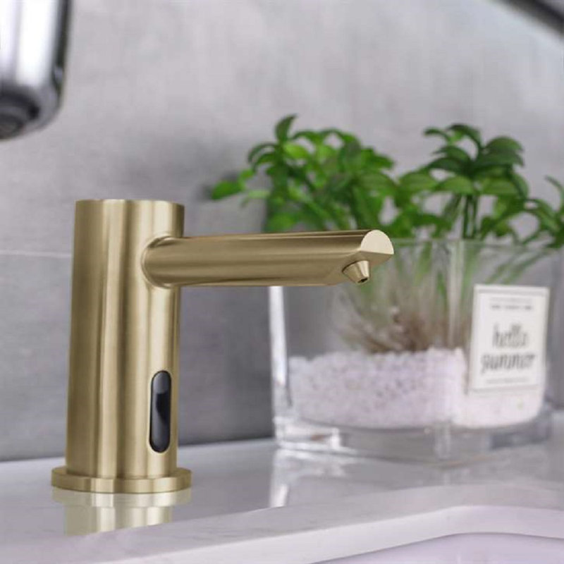 FontanaShowers Solo Brushed Gold Touchless Motion Activated Sink Faucet and Soap Dispenser