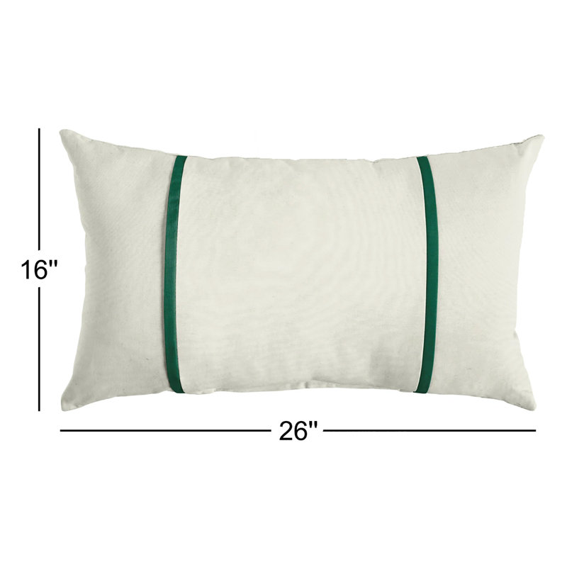 Furston Striped Outdoor Reversible Throw Pillow, White/Forest Green, 16" x 26"