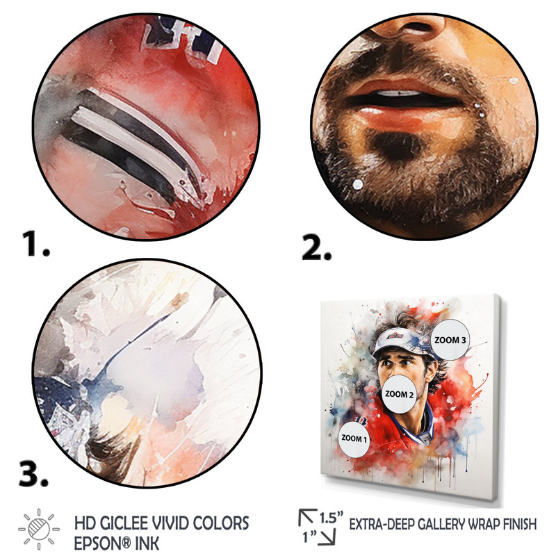 «Hockey Champion Odyssey Portrait I - Sport Hockey», art mural, Cadre flottant noir, H 36 po x l 36 po x P 1,5 po