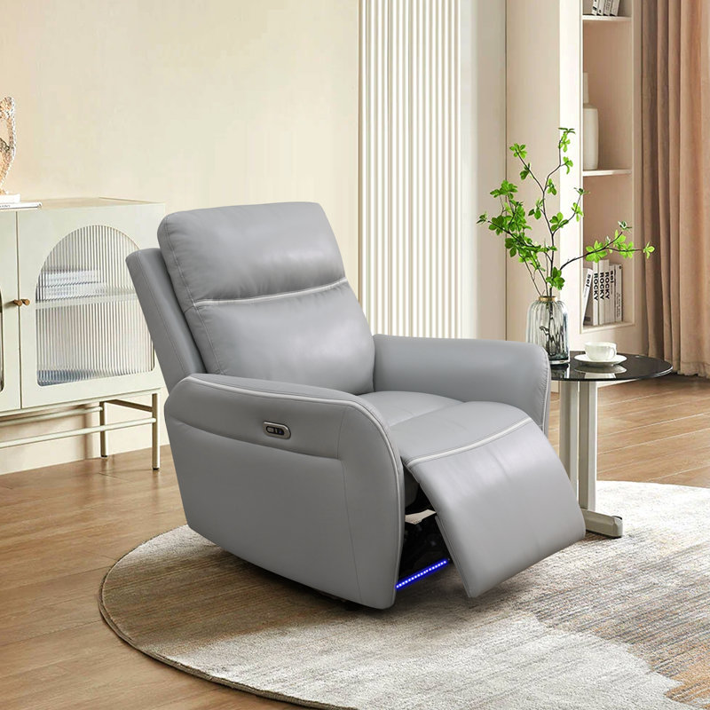 Fauteuil inclinable électrique 36 po en cuir respirant avec lumière DEL et port USB