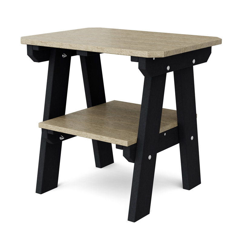 Heritage Two-Tier End Table, Weathered Wood/Black