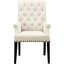 Chaise de salle à manger rembourrée de couleur crème, avec accoudoirs à dossier solide en bois et en bois de 42 pouces de large avec table rectangulaire rustique beige, profondeur 86