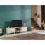 Meuble télé luxueux et élégant de style Mid-Century moderne avec portes et tablettes coulissantes, un ajout à votre installation de divertissement à domicile.-633697303