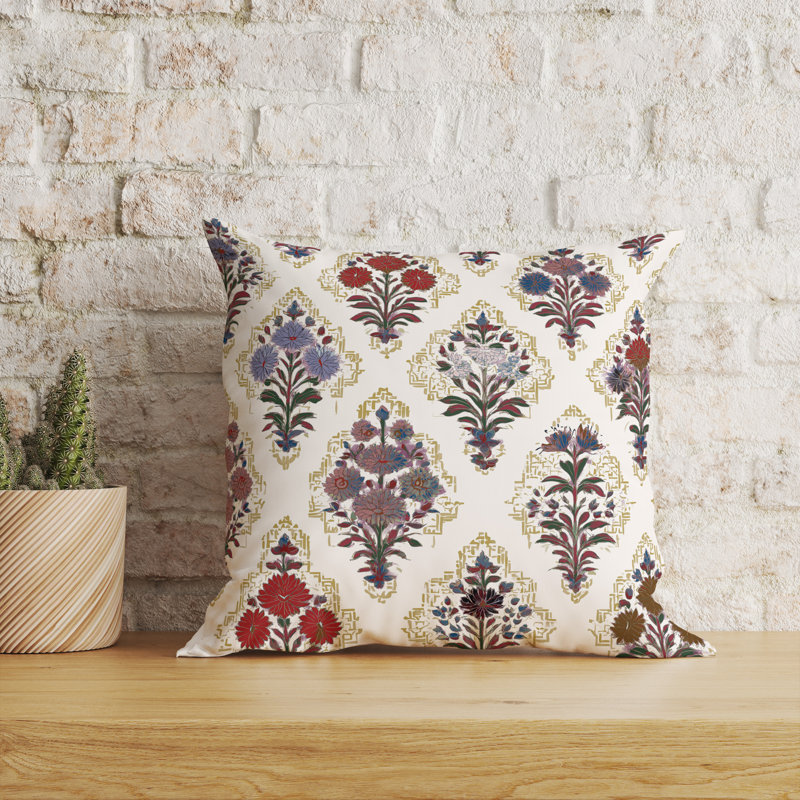 Mughal Court Lattice Indoor/Outdoor 16x16, Square 16", Cream/Terracotta