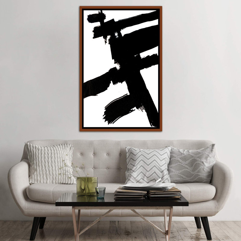 « abstract esquisse vii » par laura mae porte-reproduction d’art, Toile avec cadre en bois brun, H 26 po x l 18 po x 1,5 po