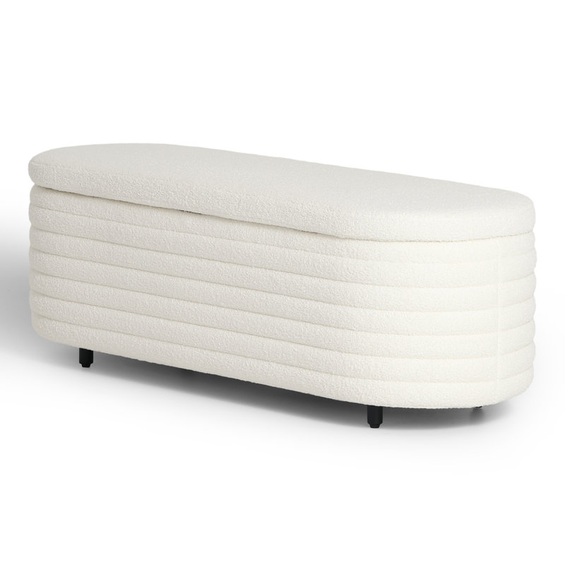 Bayville 42" Wide Sherpa Storage Bench, 18.1" H x 54" W x 19" D, Cream