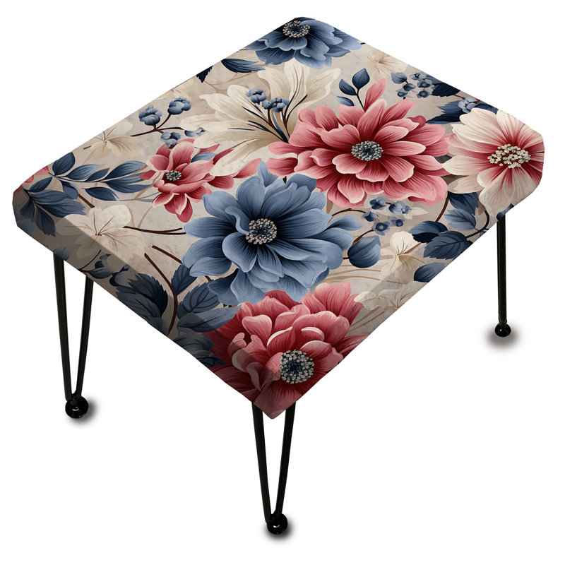 Motif de fleurs de ferme rose et bleu - Repose-pieds rectangulaire floral
