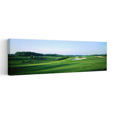 Sand Traps In A Golf Course Wilmington Country Club Wilmington Delaware USA by Chris John/PDI - Wrapped Canvas Panoramic Print