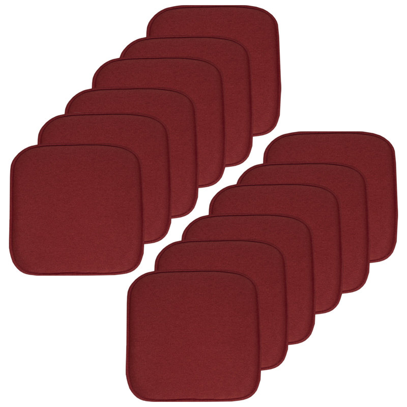Charlotte Jacquard Memory Foam No Slip Back 16" x 16" Chair Pad Cushion, Wine, 12-Pack