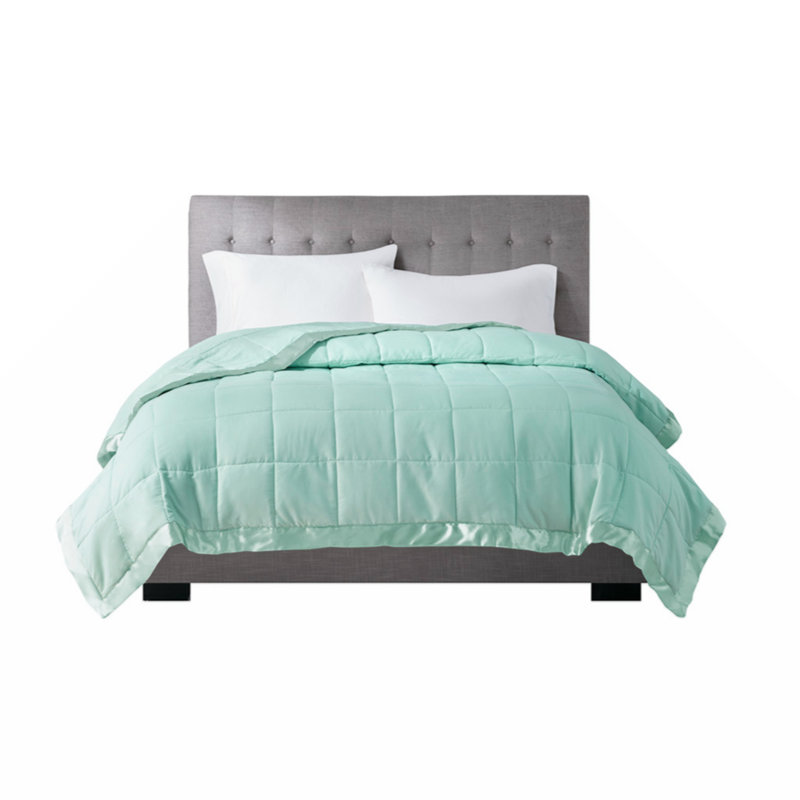 Twin Green Down Alternative Blanket with Satin Trim