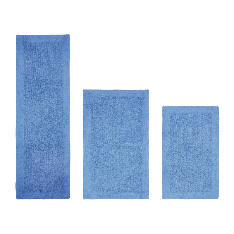 Ensemble de tapis pour salle de bain réversible 100% coton 2370 g / m² Merkel - ultra doux, très absorbant, lavable à la machine, certifié OEKO-TEX, idéal pour la douche, la baignoire et le meuble-lavabo, bleu foncé