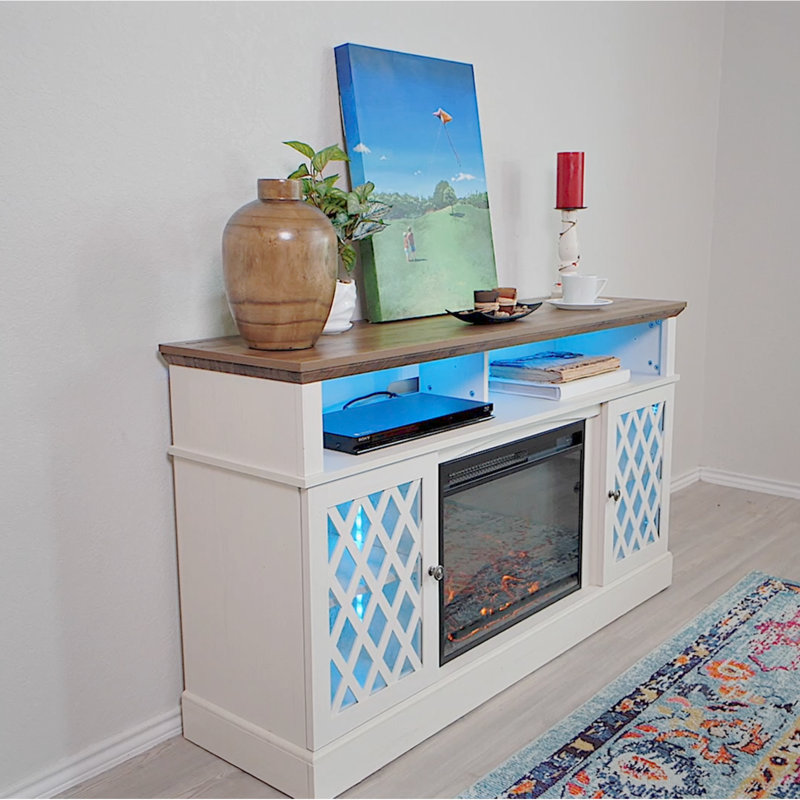 Maritsa 56.3" W Manufactured Wood TV Stand with Electric Fireplace , Gray