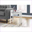Table basse moderne moderne en stratifié blanc - plateau à 2 niveaux avec casier de rangement Stable