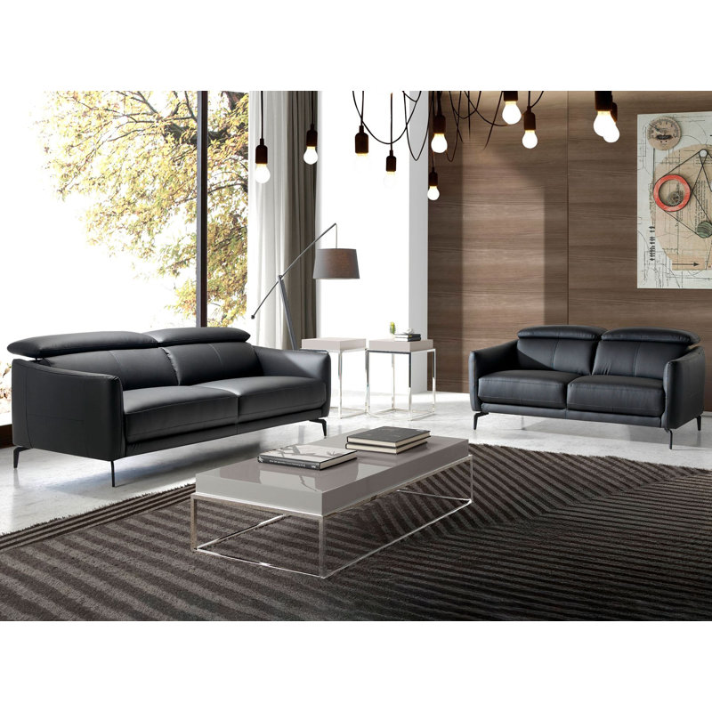 Black leather seater sofa, 2, 100cm H x 157cm W x 94cm D