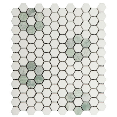Échantillon - Carrelage mosaïque en marbre et en nid d'abeille pour mur et plancher 1 po x 1 po