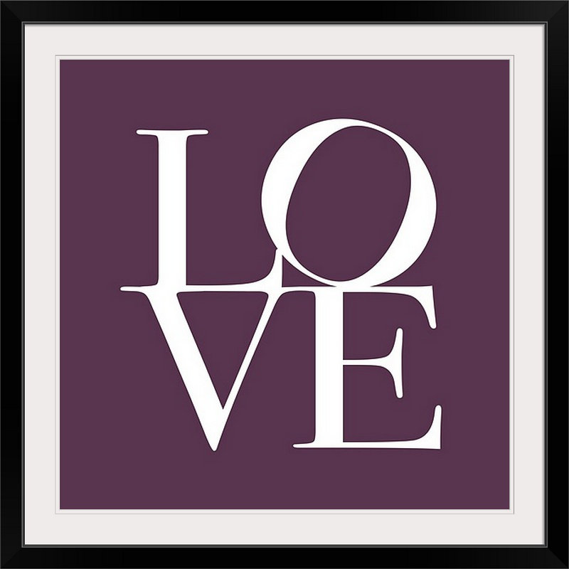 «Love» par Francy, art textuel, H 38 po x l 38 po x P 1 po, Cadre noir