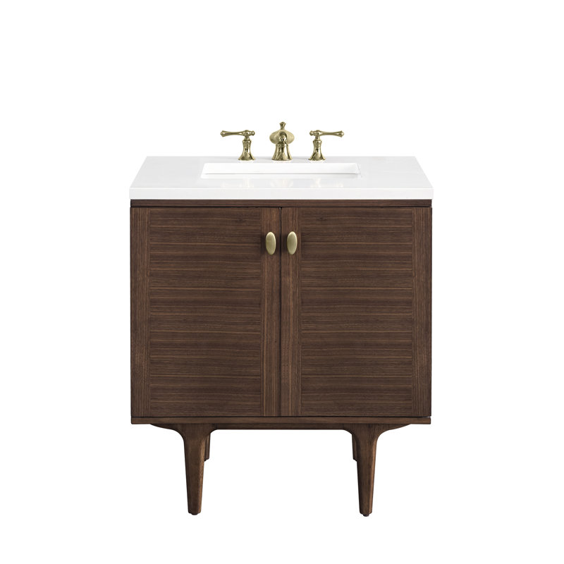 Amberly Single Vanity, 30", White Zeus, 8" Widespread