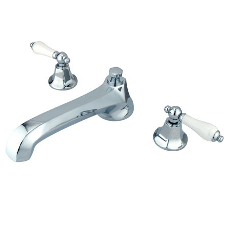 Robinet de baignoire romaine à fixation sur plateau à poignées doubles Metropolitan, Chrome poli