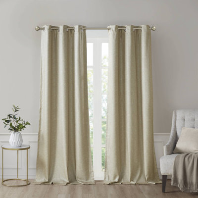 Madison Park Sashay Taupe Faux Silk Room Darkening 42x95" Curtain Panel Pair