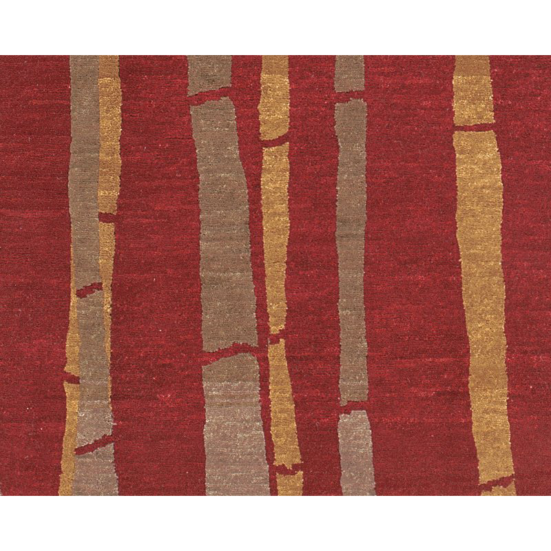 Bamboo Floral Area Rug in Gray/Red, Rectangle 6' x 9'