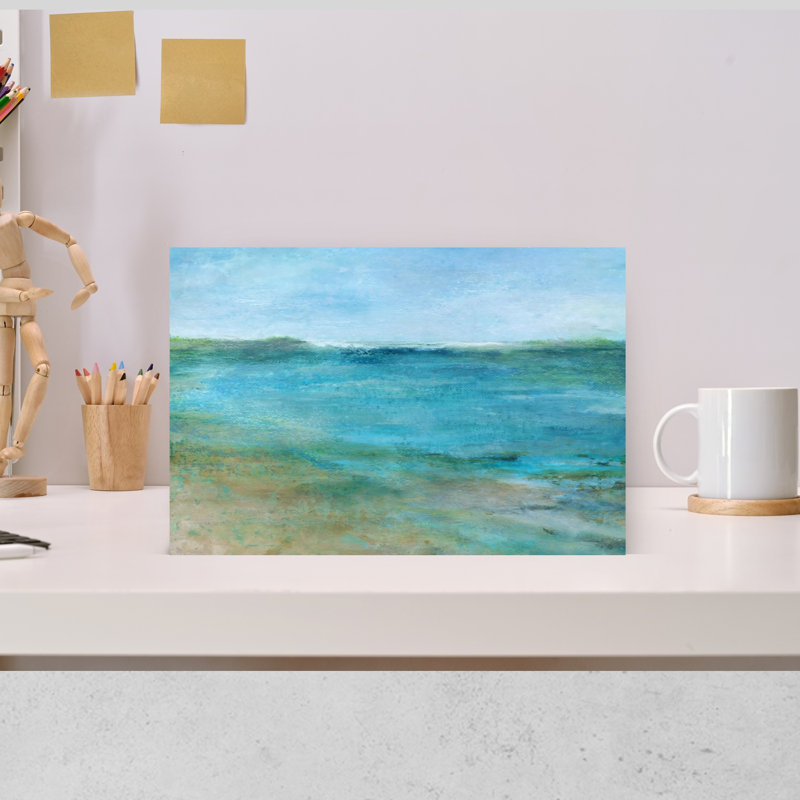 «Brilliant Blue Beach Contemporary Beach», reproduction d'art mural, 12" H x 18" W