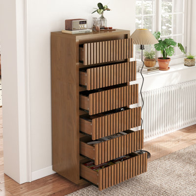 23.6"W Fluted Drawer Dresser, Single Drawer Storage Cabinet, Wooden Storage Organizer