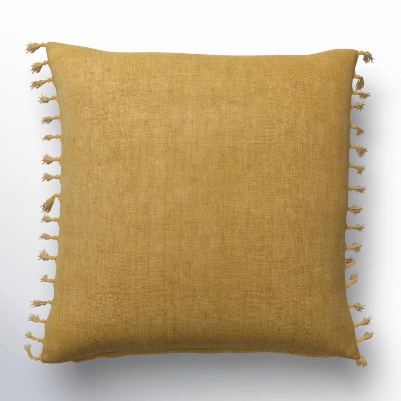 Sharron Square 100% Linen Pillow, Olivenite, Down